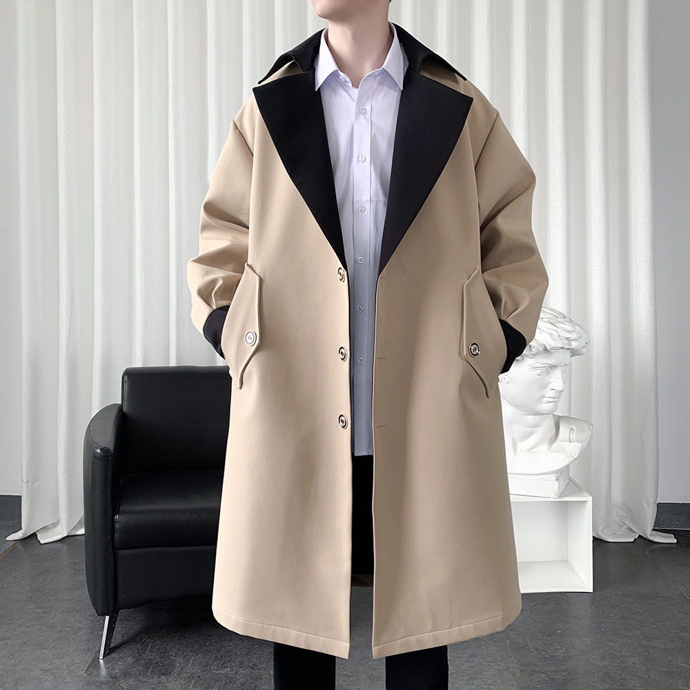 2022 가을 겨울 망 재킷 긴 트렌치 코트 대형 남성용 스포츠 용 재킷 큰 주머니 패션 망 옷깃 캐주얼 오버 코트 K41